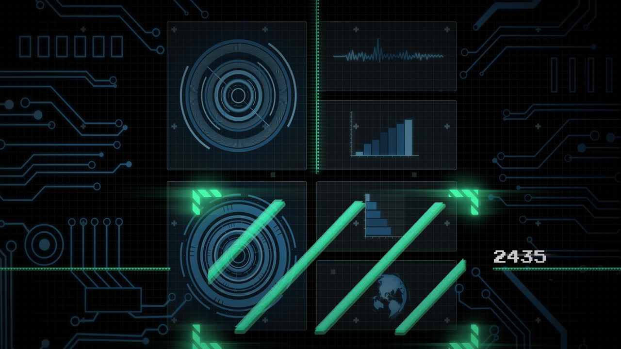 análisis de datos y animación de procesamiento con gráficos y gráficos a través de interfaz digital