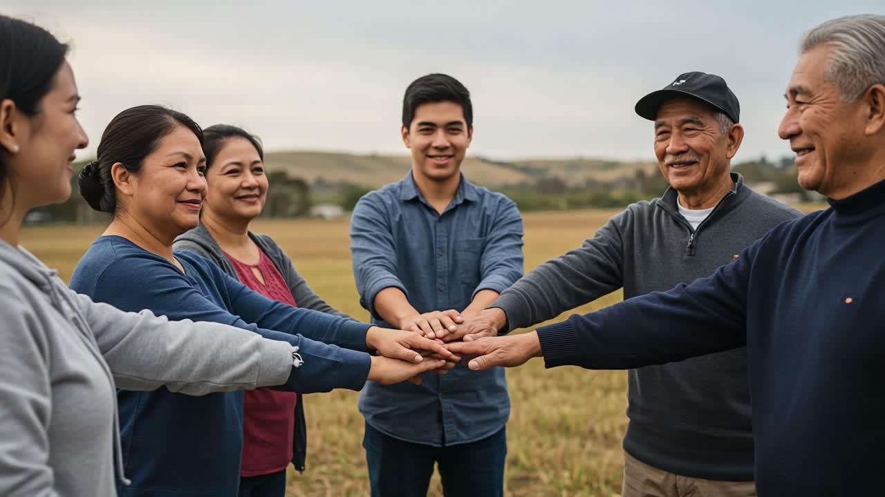 A Heartwarming Gathering of Friends and Family Uniting in a Field, Showcasing Togetherness and Connection Amidst Nature