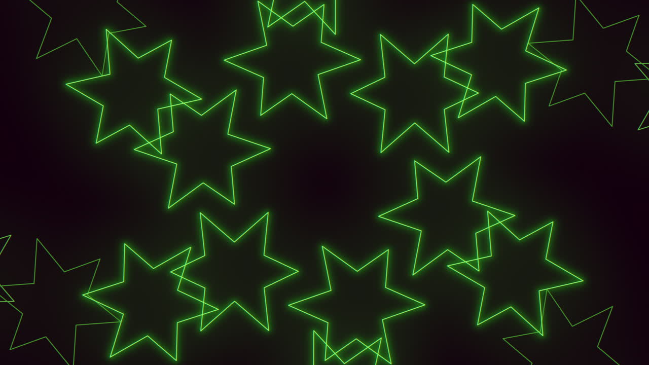 patrón abstracto de estrellas verdes de neón y láser