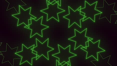 patrón abstracto de estrellas verdes de neón y láser