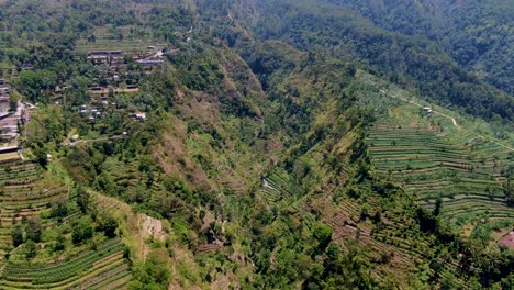 Umbul-Sidomukti-Tal-In-Ambarawa,-Indonesien.-Luftrückwärtsfahrt