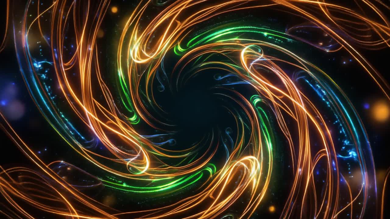 Spirale energetica di linee di luce colorate e brillanti