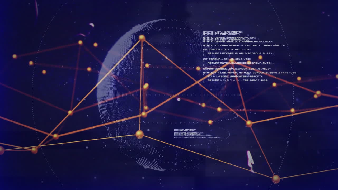 animación del globo con conexiones a través del procesamiento de datos