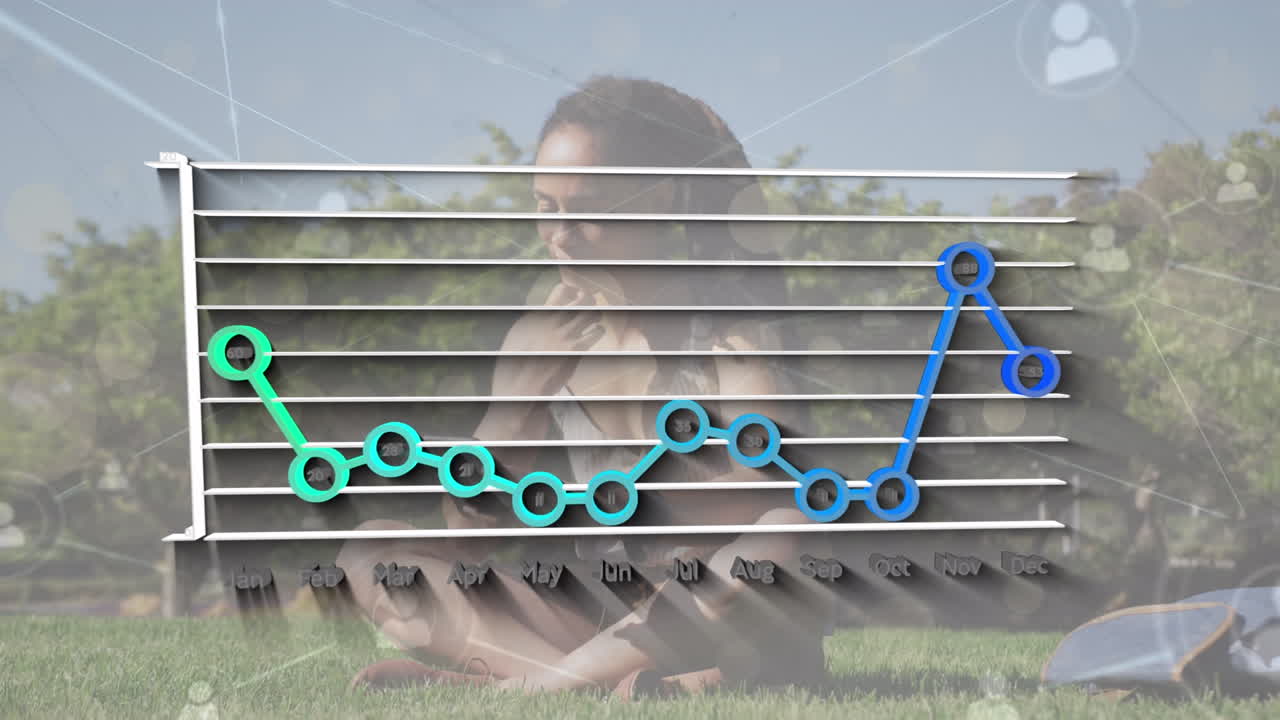공원에서 아프리카계 미국인 여성에 대한 데이터 처리의 애니메이션