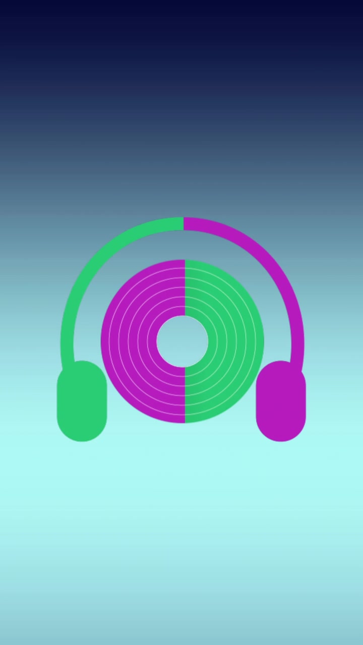 Animation of circles between headphone against gradient background