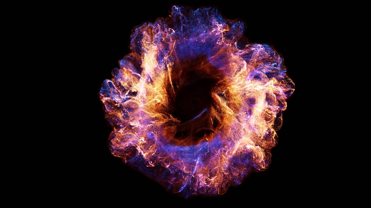 Vibrant Particle Energy Explosion on Black Background