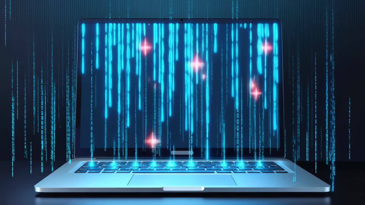 Laptop with Matrix Code Display