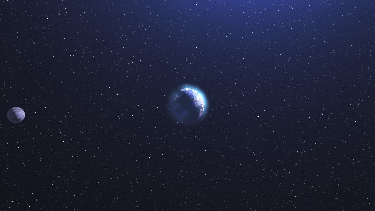 우주에서의 지구와 달