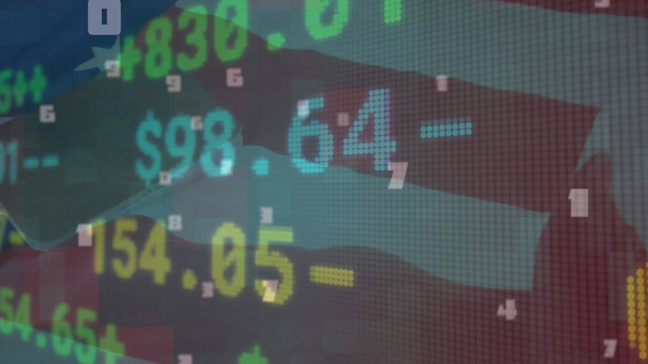 미국  ⁇ 발 위에서 금융 데이터 처리의 애니메이션