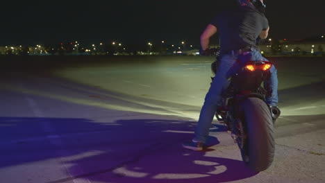 motorcycle stunt at night