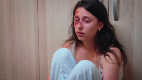 un primer plano de una mujer agredida.