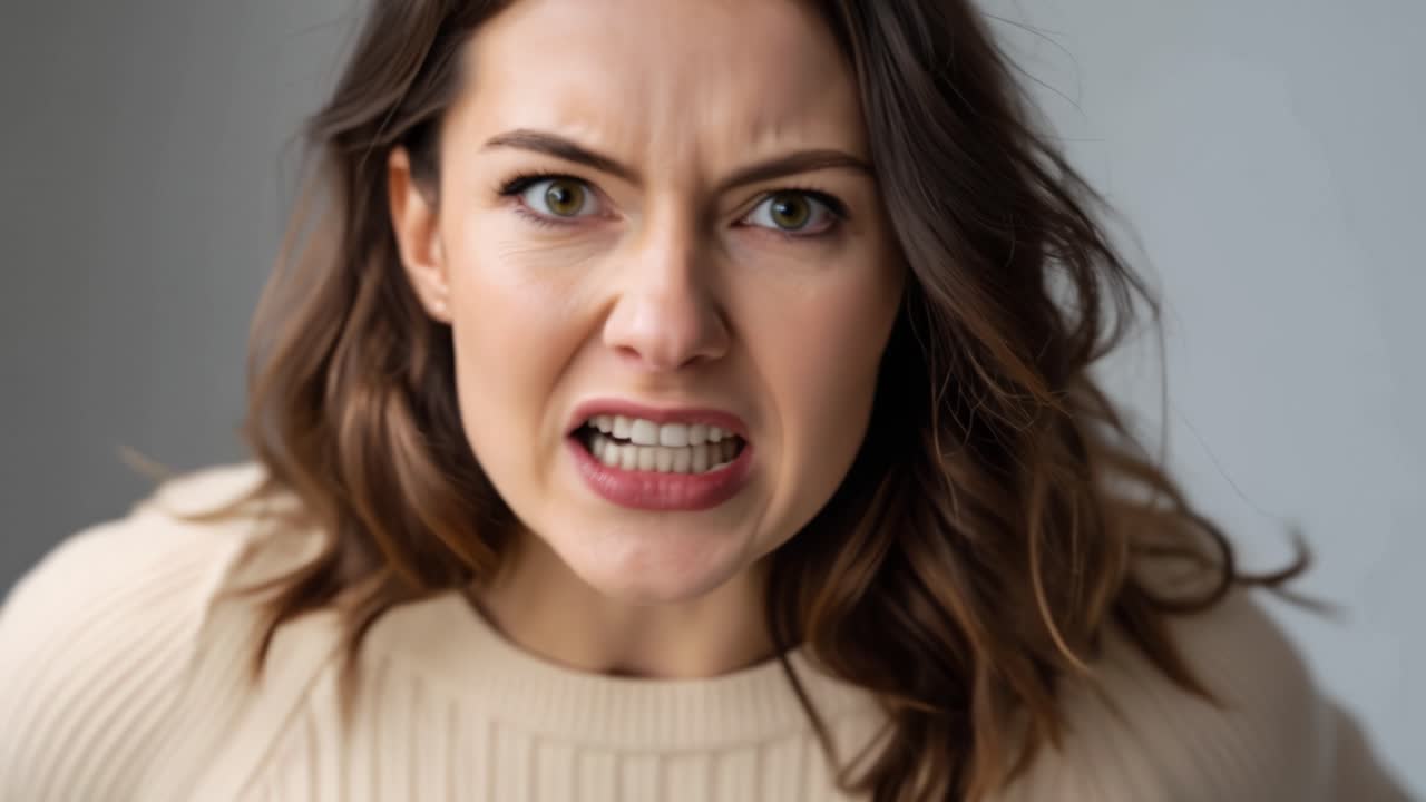 Intense Emotions Captured in Two Frames: A Woman's Journey from Anger to Determination Expressed Through Her Powerful Facial Expressions