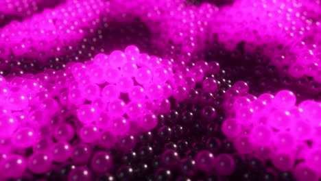 bolas brillantes dinámicas en color púrpura con movimientos abstractos. bucle sin costuras 3d render