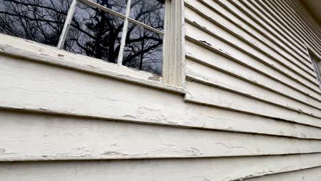 old window and siding on church in cades cove tennessee