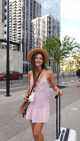 woman traveling in city