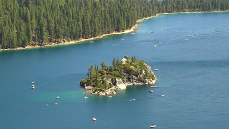 Aerial-view-of-the-shores-of-Lake-Tahoe,-California,-United-States