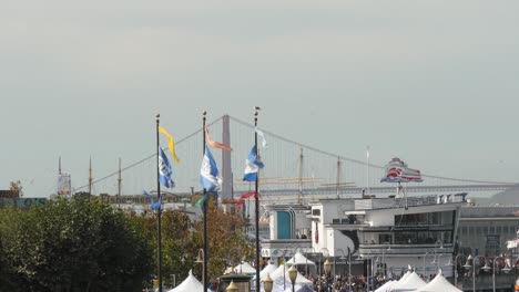 pier 39 flags flying in san francisco