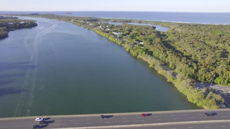 barneys point bridge on the tweed river along fingal head, new south wales, australia