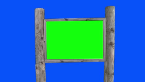 llave de choma, maqueta de cartel 3d. estandarte en blanco con pantalla verde, fondo de pantalla azul. unas pocas tablas vacías.