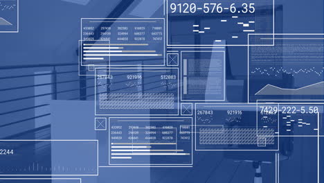 animación del procesamiento de datos en la estación de trabajo de la oficina