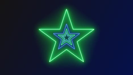 abstract neon glowing blue and green stars loop background