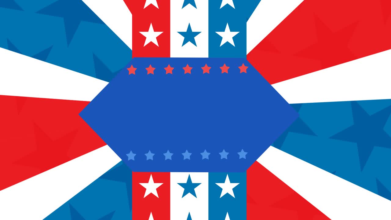 미국 국기 위에 복사 공간이 있는 파란색 배너의 애니메이션