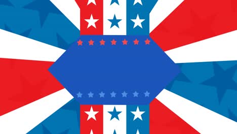 animation of blue banner with copy space over american flag