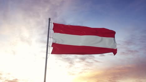 austria flag waving in the wind, dramatic sky background. 4k