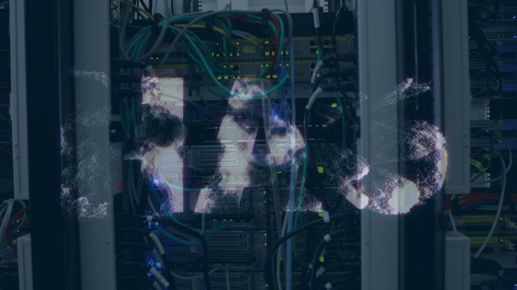 Animation of uah text over server room