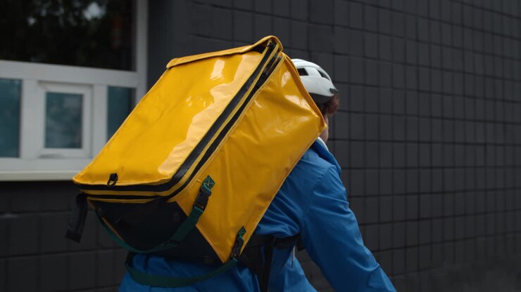 Food Delivery Courier on Bicycle