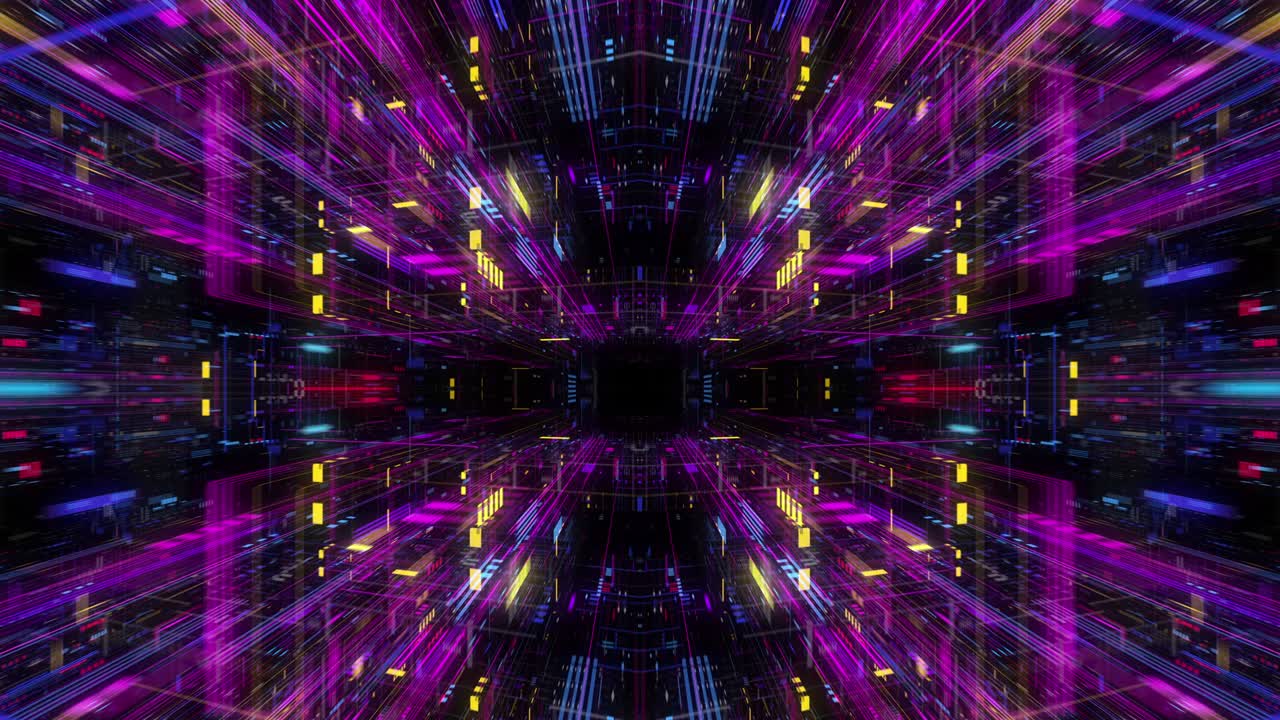 Volando su uno sfondo astratto in movimento, una scheda di circuito futuristica, scheda madre digitale. Griglia digitale, elaborazione CPU, rete digitale, informatica, gaming GPU, Web, internet. Loop di rendering 3D.
