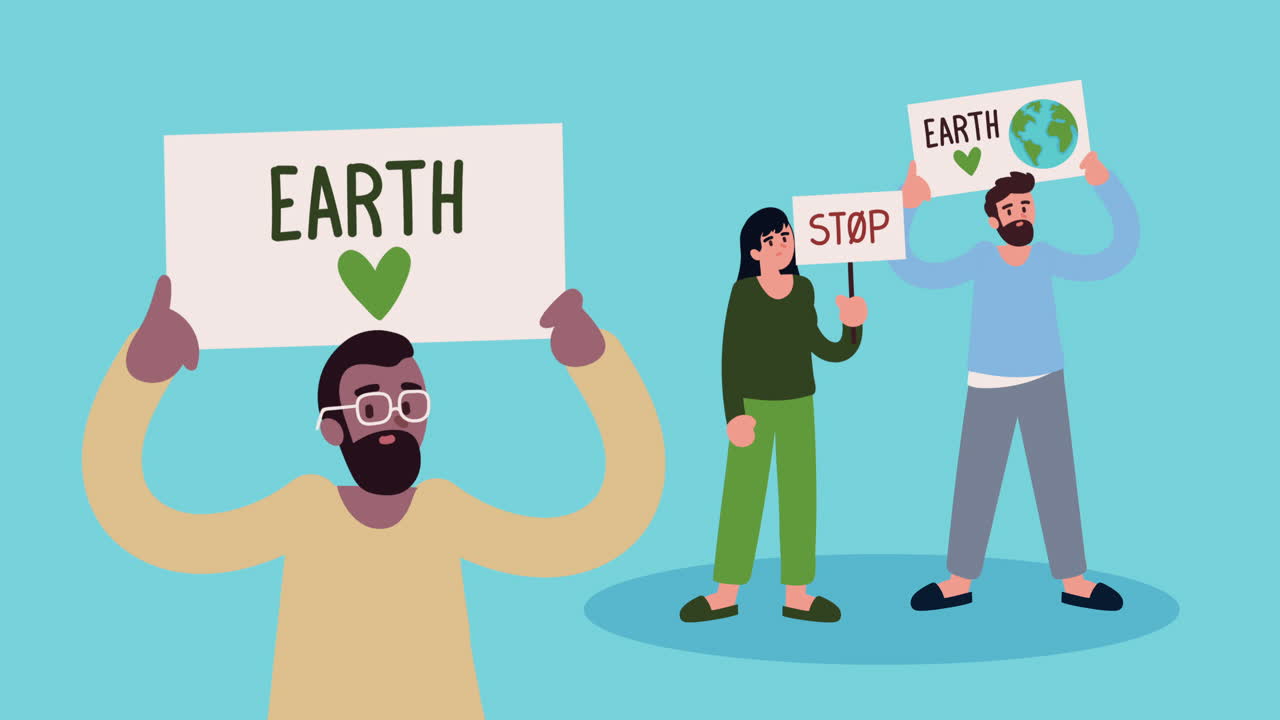 지구를 위해 시위하는 사람들
