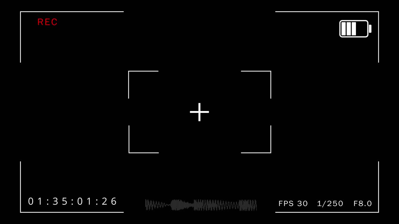 4k video camera camcorder recording screen interface loop corner frame and border with copy space
