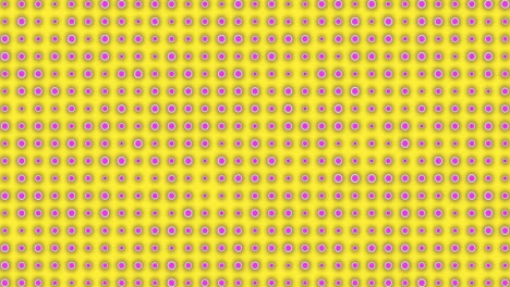 animación de filas de discos verdes parpadeantes sobre un fondo amarillo