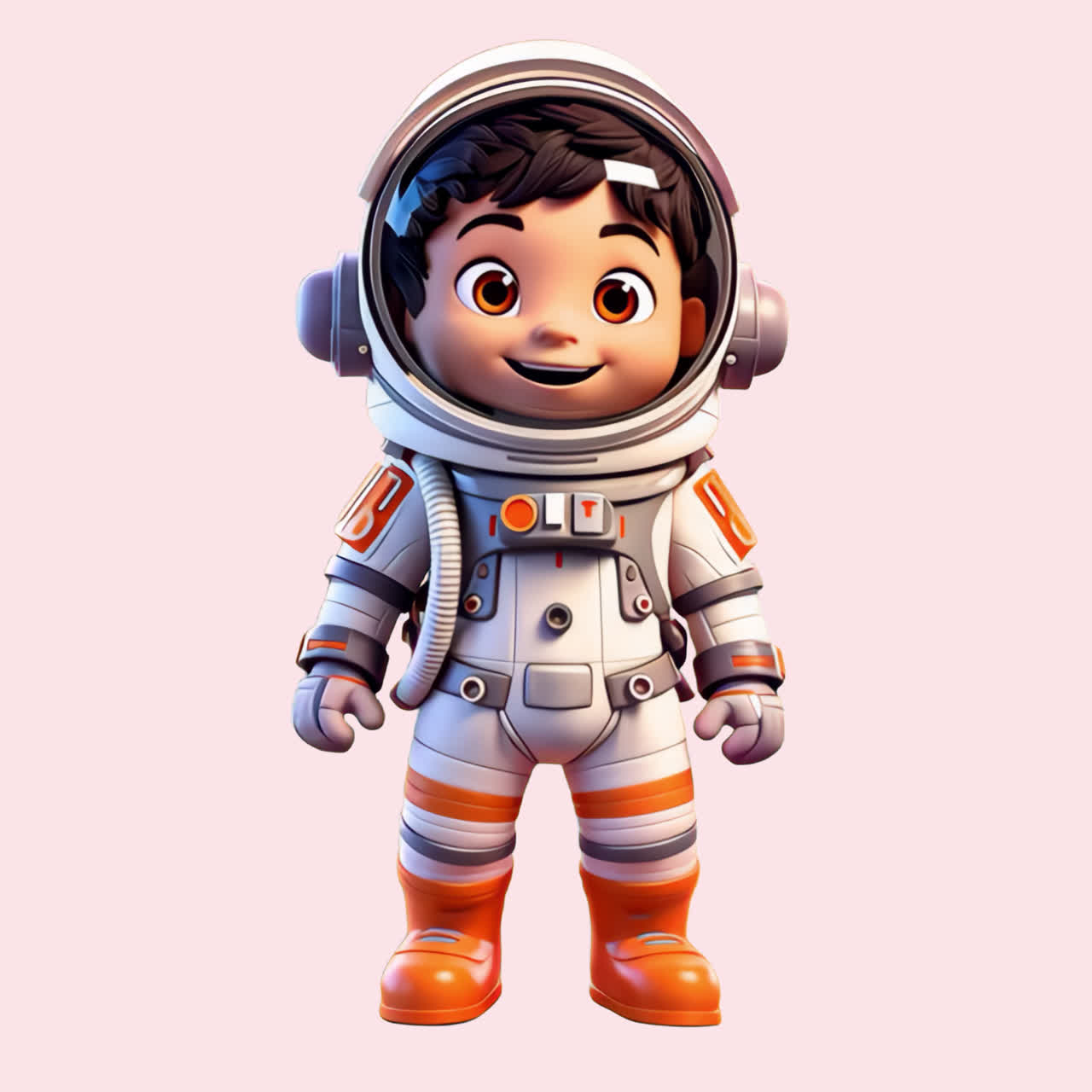 Cute 3d astronaut character animation isolated asset, transparent 4K video, alpha channel, ProRes