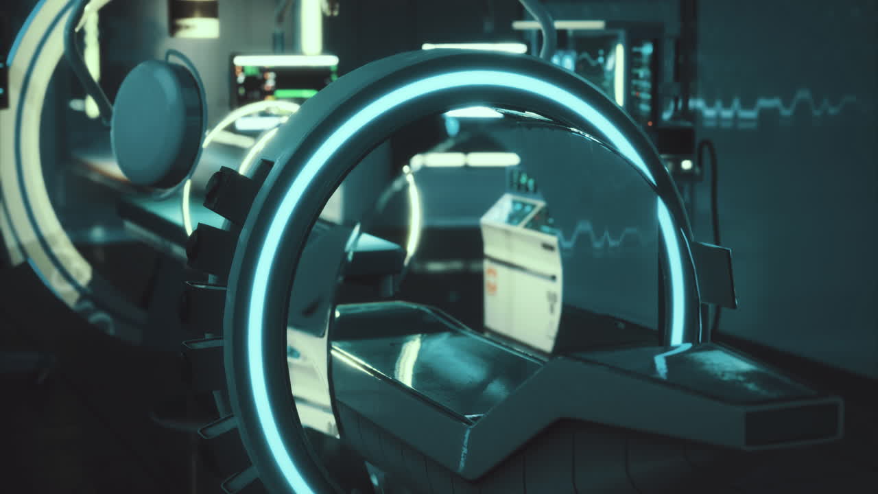 Macchina MRI avanzata pronta per esami sui pazienti in una struttura moderna