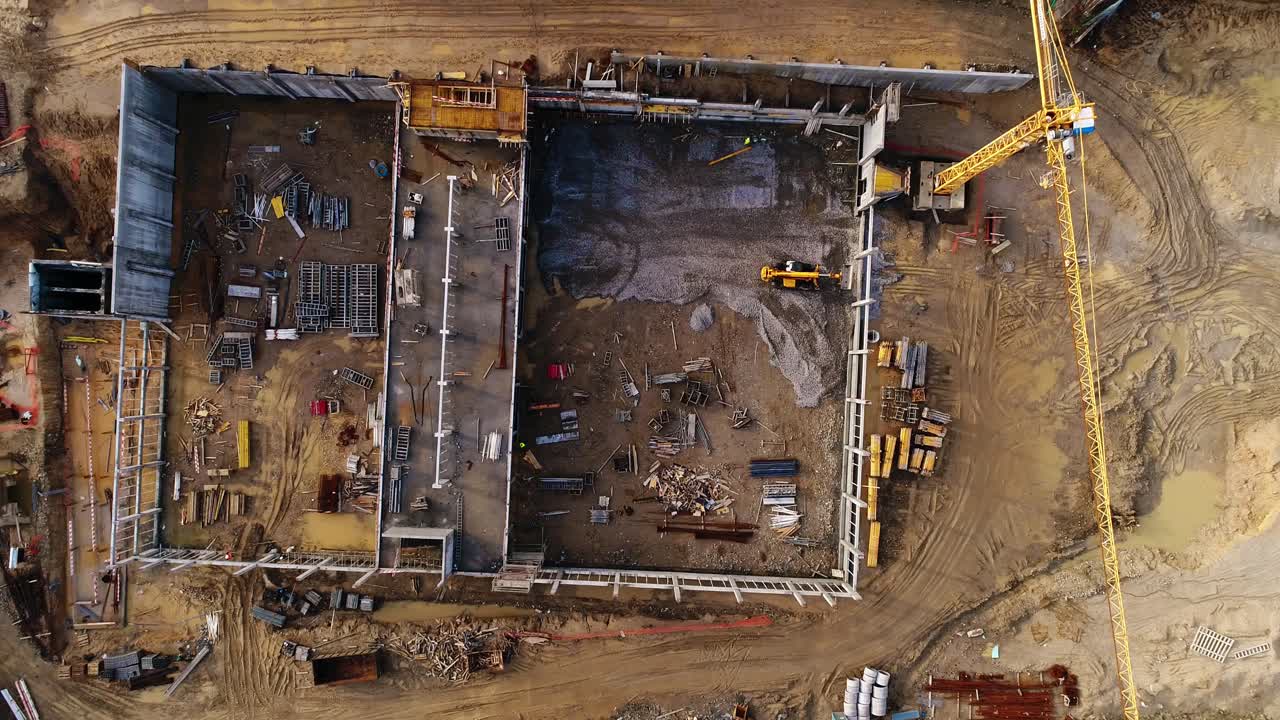 Top view of construction crane