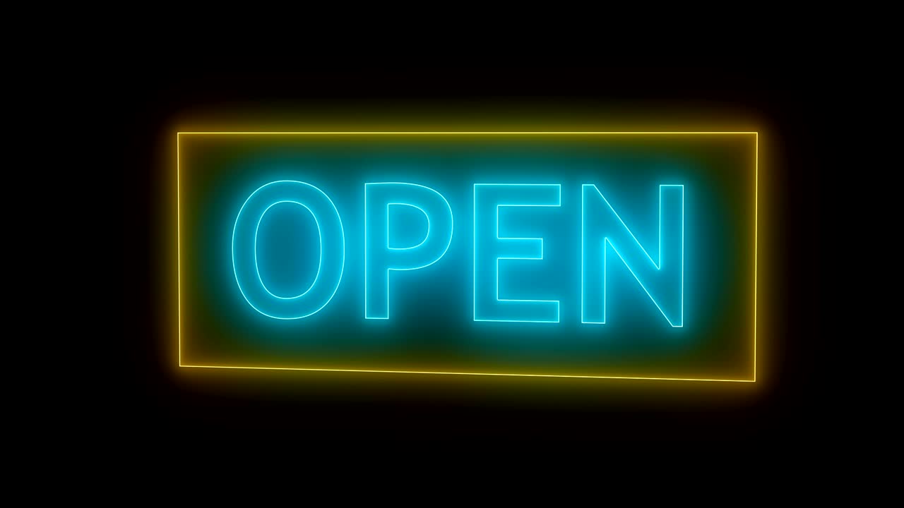 Open sign neon isolated on black background