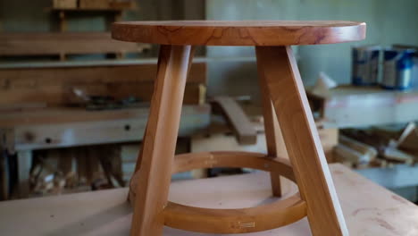 wooden stool in a workshop