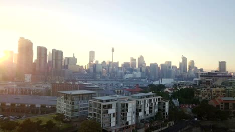 beautiful aerial cityscape skyline on dawn morning