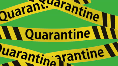 Yellow-warning-tape-with-Quarantine-Text-in-front-of-green-screen