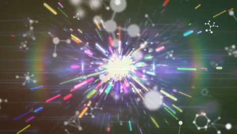 animation of molecules rotating on colorful explosion