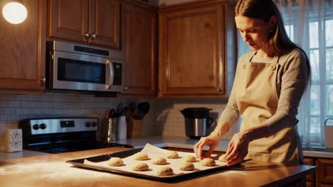 woman baking cookies in kitchen