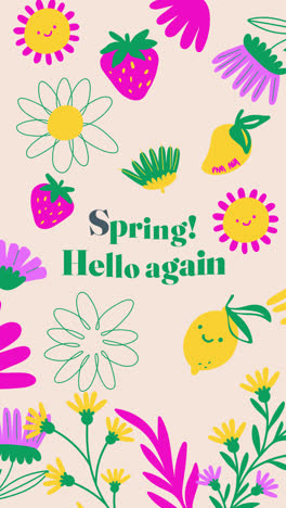 spring floral design with cute illustrations