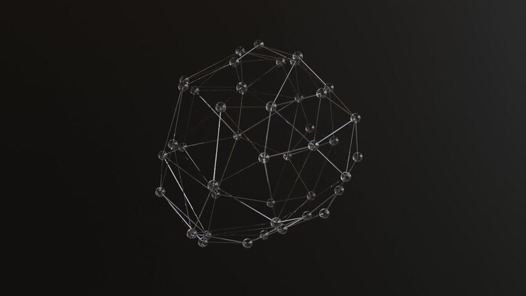 Digital polygon with points and lines connect. Technology network data connection. Futuristic cyberspace, 3d illustration