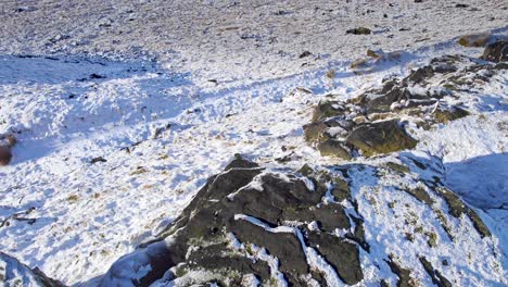 Cinematic-cold-English-winter-moorland-aerial-view,-Aerial