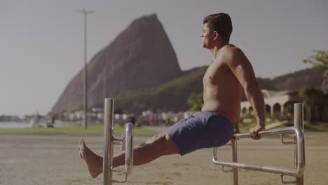 Man Performing Calisthenics Outdoors in Rio de Janeiro