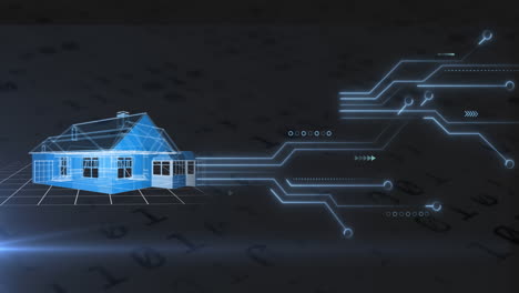 animation of house spinning over computer motherboard