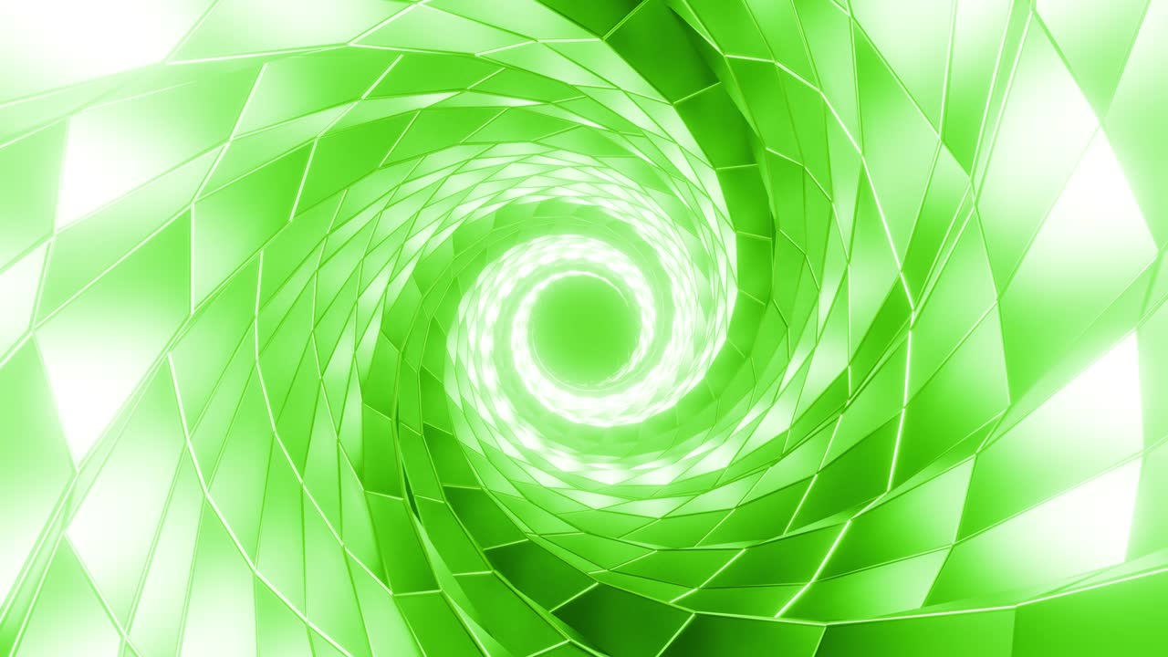 3D animation of glowing neon spiral abstract tunnel