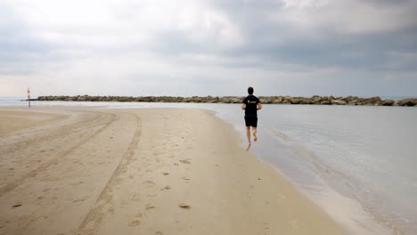 jogging at the seaside, slow motion